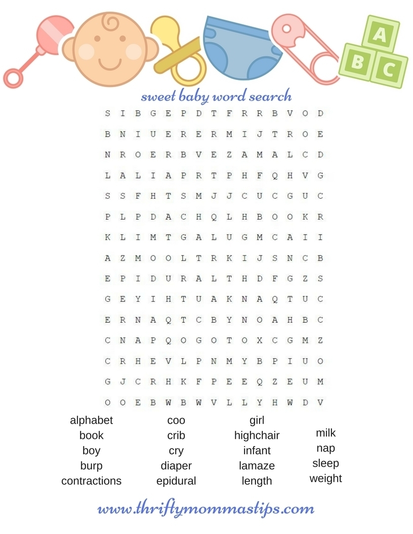 Baby Shower Puzzles Word Searches 2025 Levitan