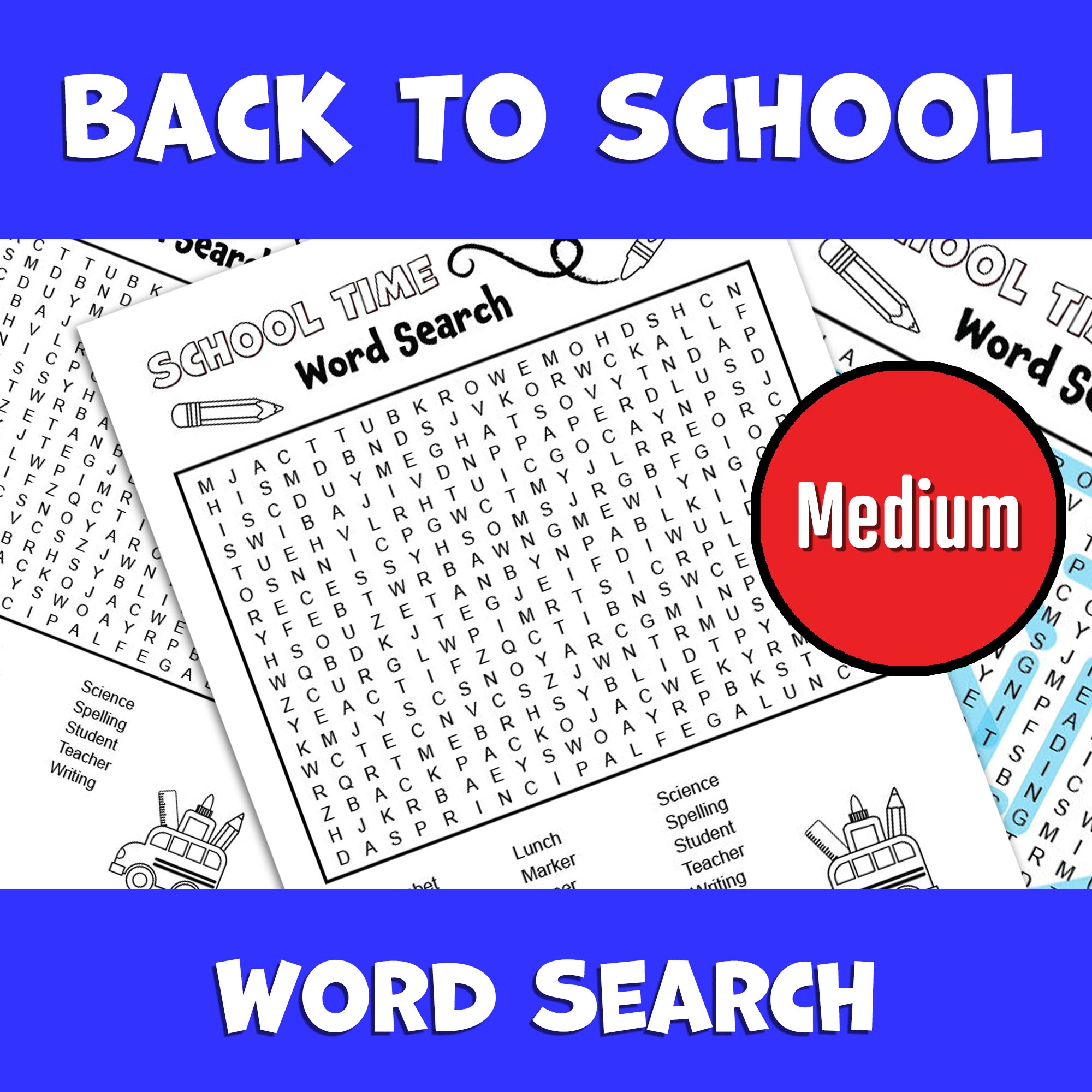 Back To School Medium Word Search Puzzle First Week Of School Activity Classful