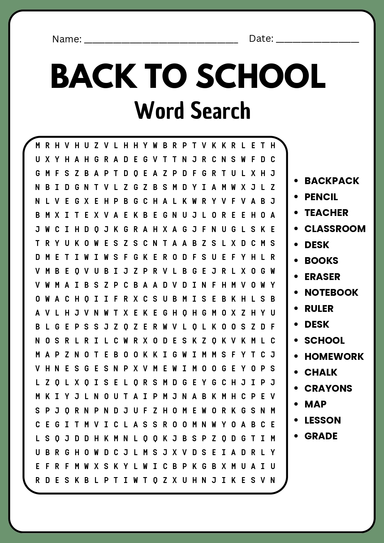 Word Searches For 5th Graders