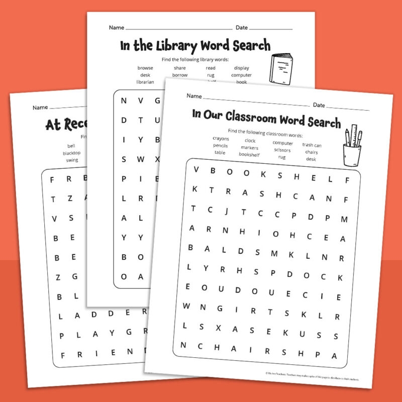 Back to School Word Search Bundle Free Download