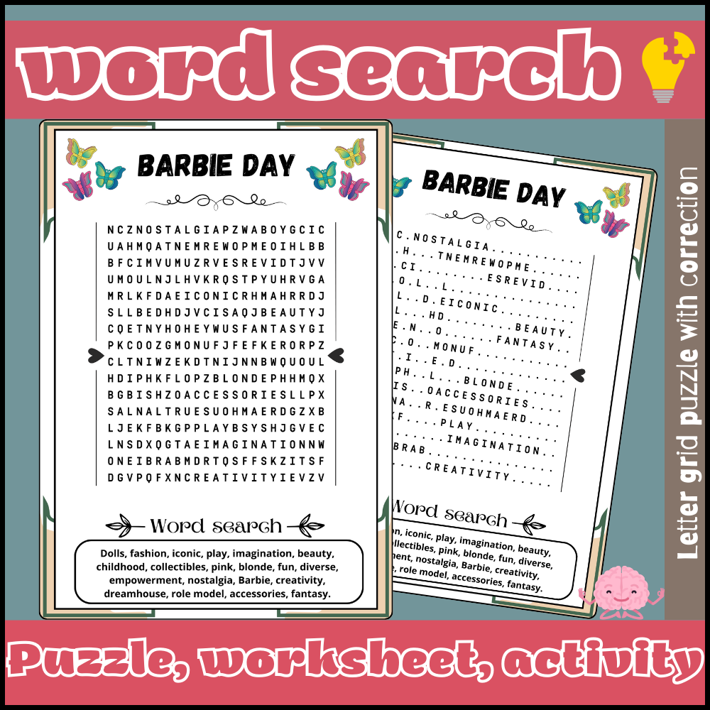 Barbie Day Word Search Puzzle Activities May Worksheets Made By Teachers Barbie Day Word Search Puzzle Activities May Worksheets Made By Teachers