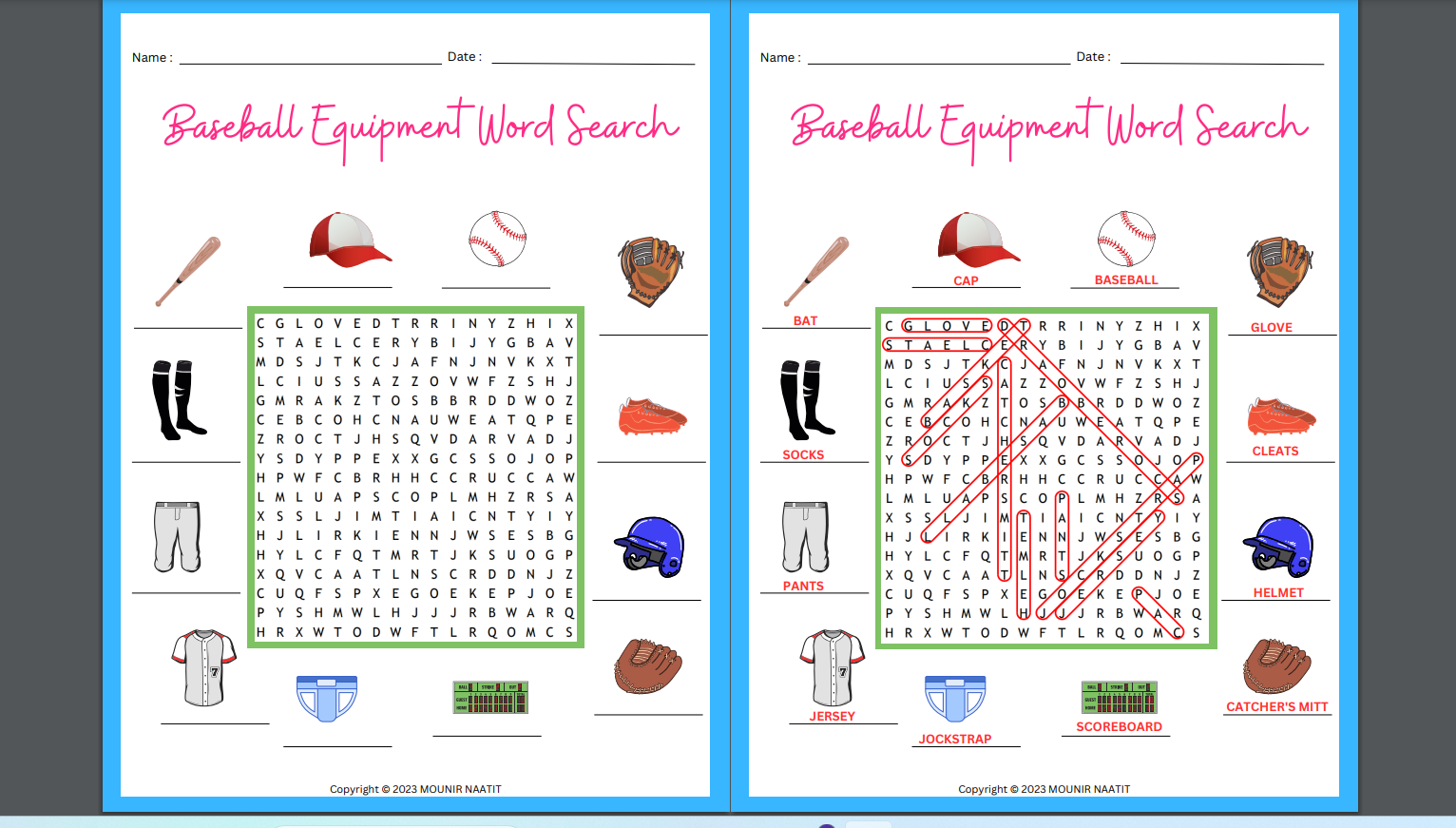 Baseball Equipment Word Search Baseball Equipment Word Puzzles Mind Training Made By Teachers