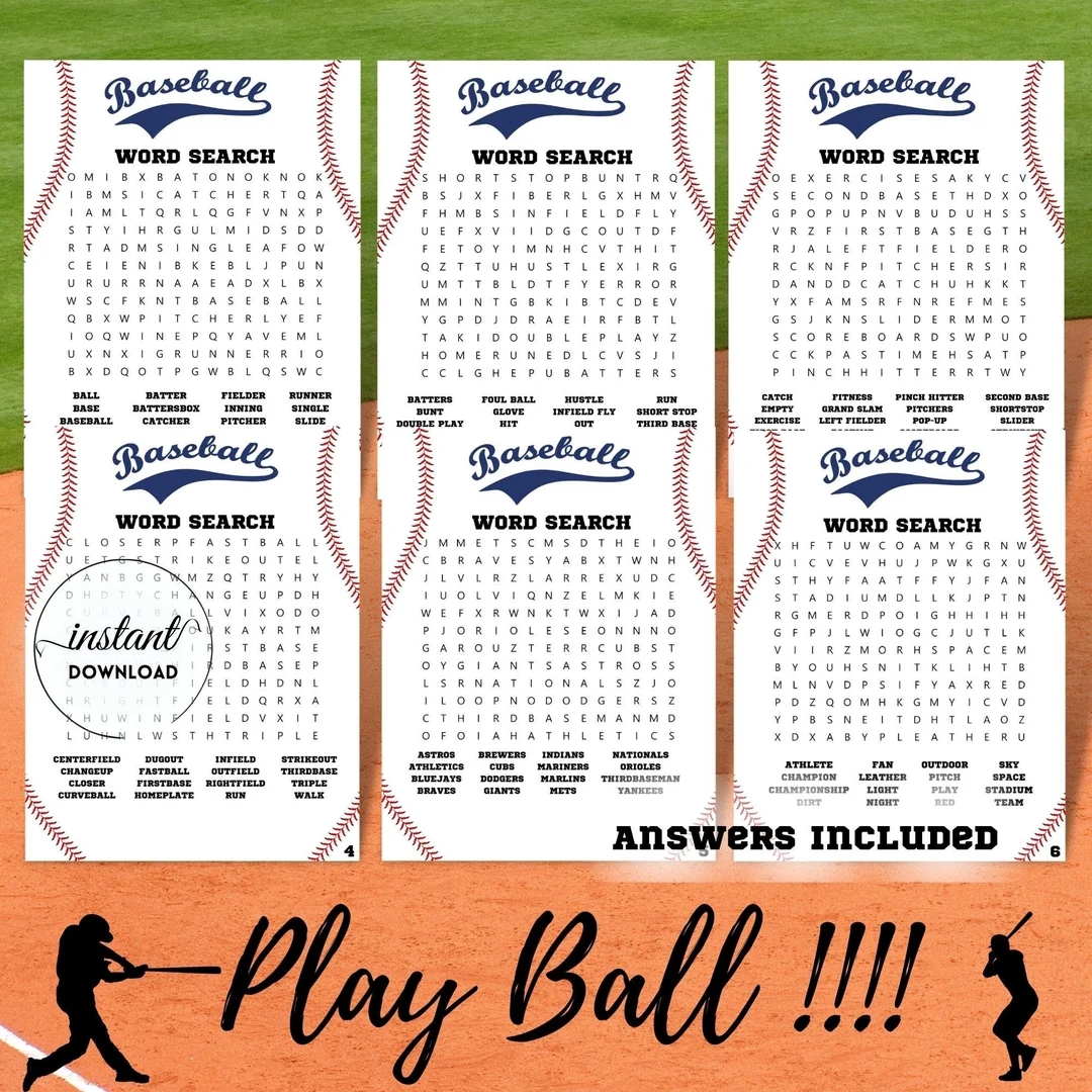 Baseball Word Search Game Baseball Party Game Baseball Printable Game Word Search Bundle Games Teens Kid Word Search Adult Word Search Etsy