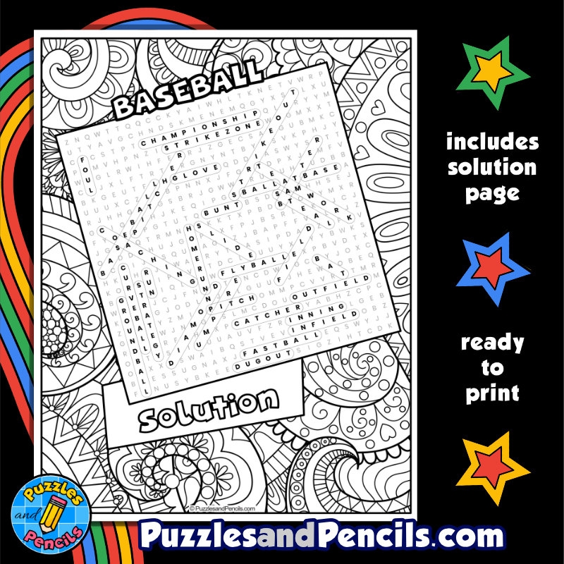 Baseball Word Search Puzzle Activity With Coloring Summer Wordsearch Made By Teachers Baseball Word Search Puzzle Activity With Coloring Summer Wordsearch Made By Teachers