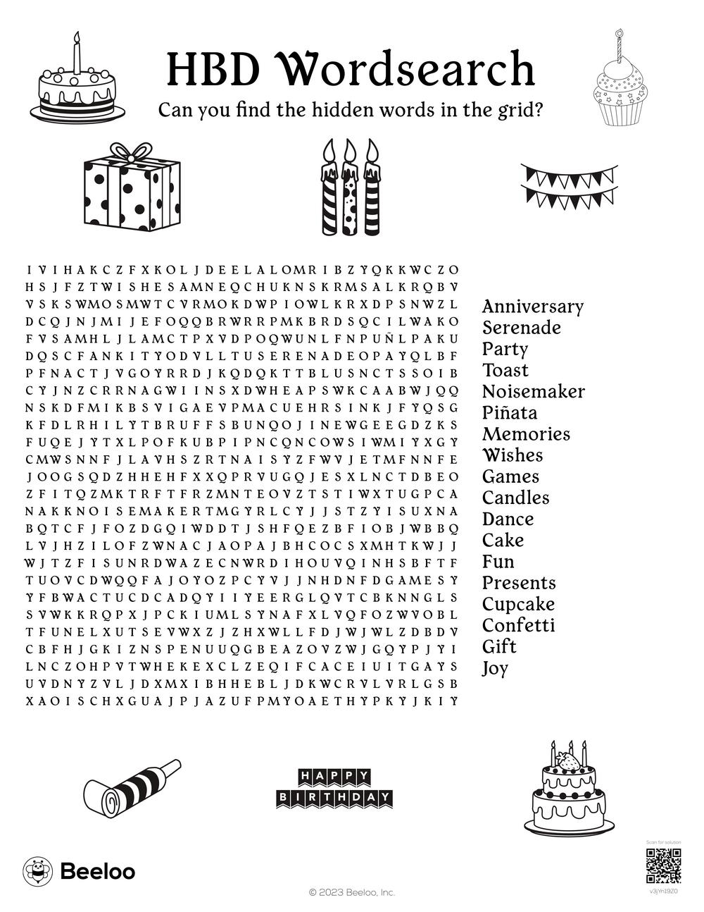 Birthday themed Word Searches Beeloo Printable Crafts And Activities For Kids