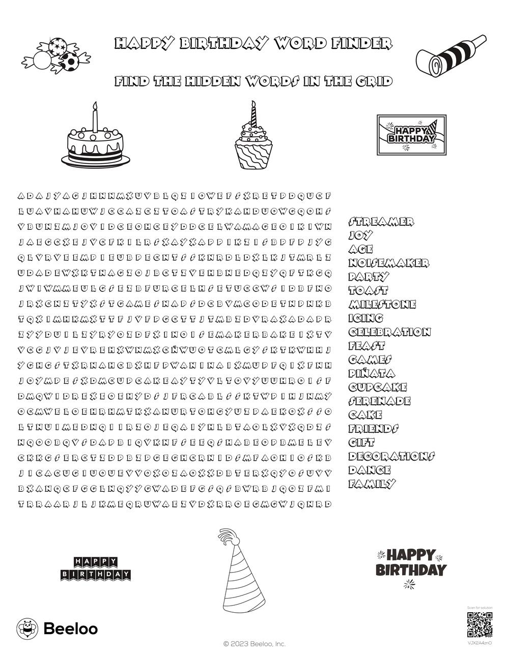 Birthday themed Word Searches Beeloo Printable Crafts And Activities For Kids