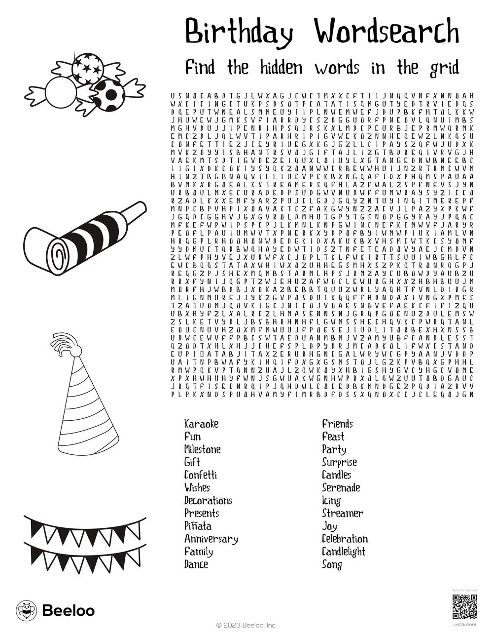 Birthday themed Word Searches Beeloo Printable Crafts And Activities For Kids
