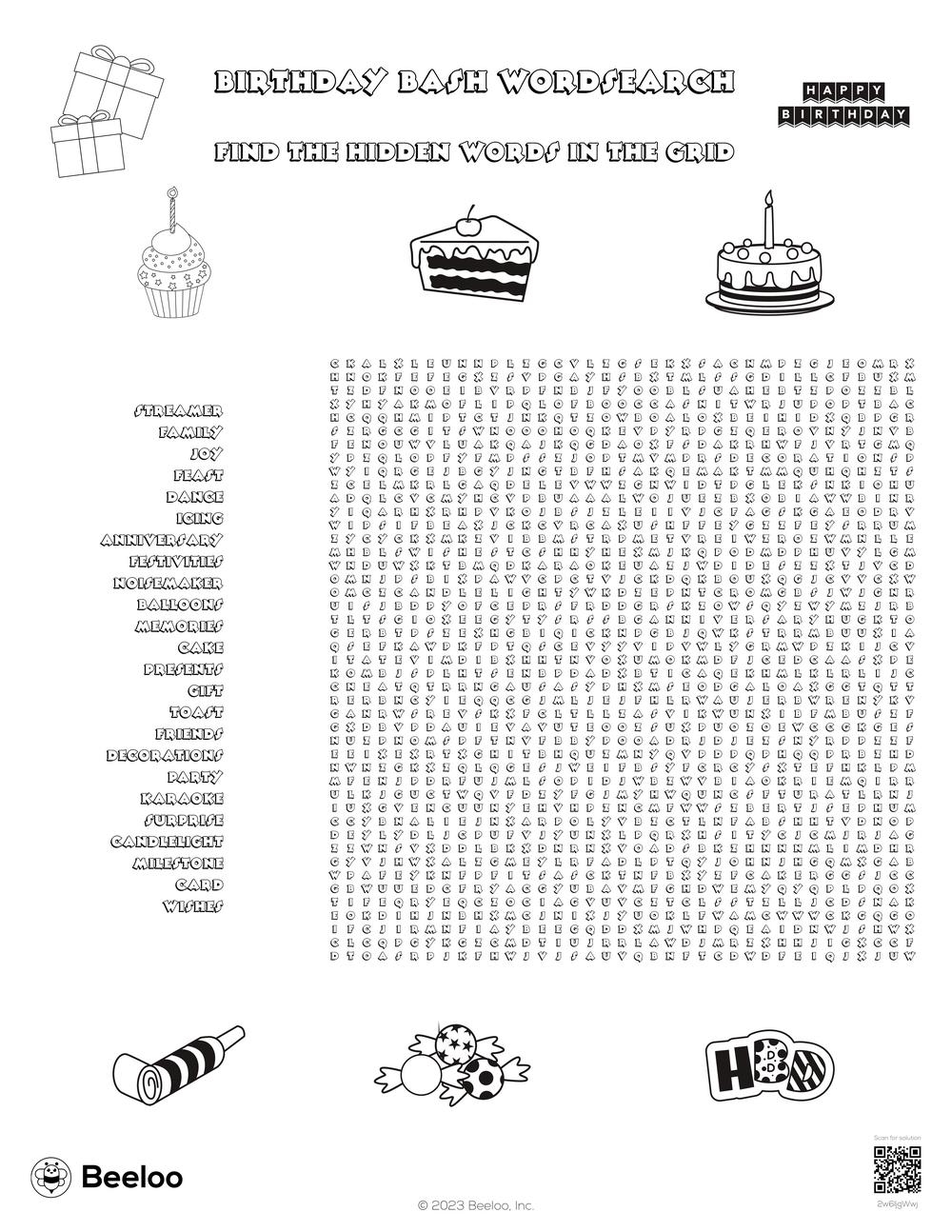 Birthday themed Word Searches Beeloo Printable Crafts And Activities For Kids