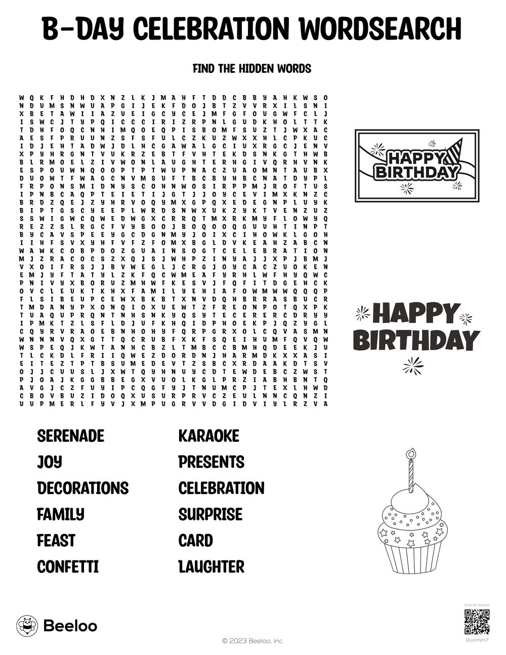 Birthday themed Word Searches Beeloo Printable Crafts And Activities For Kids