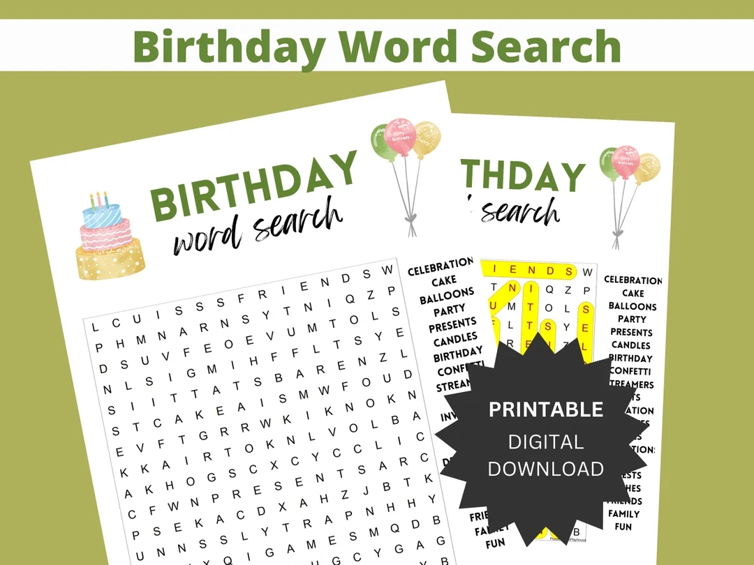 Birthday Word Search For Kids Birthday Word Search For Kids