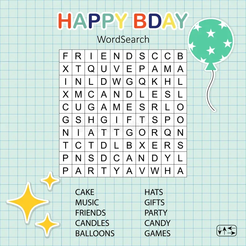 Birthday Word Search Puzzle Stock Illustrations 172 Birthday 