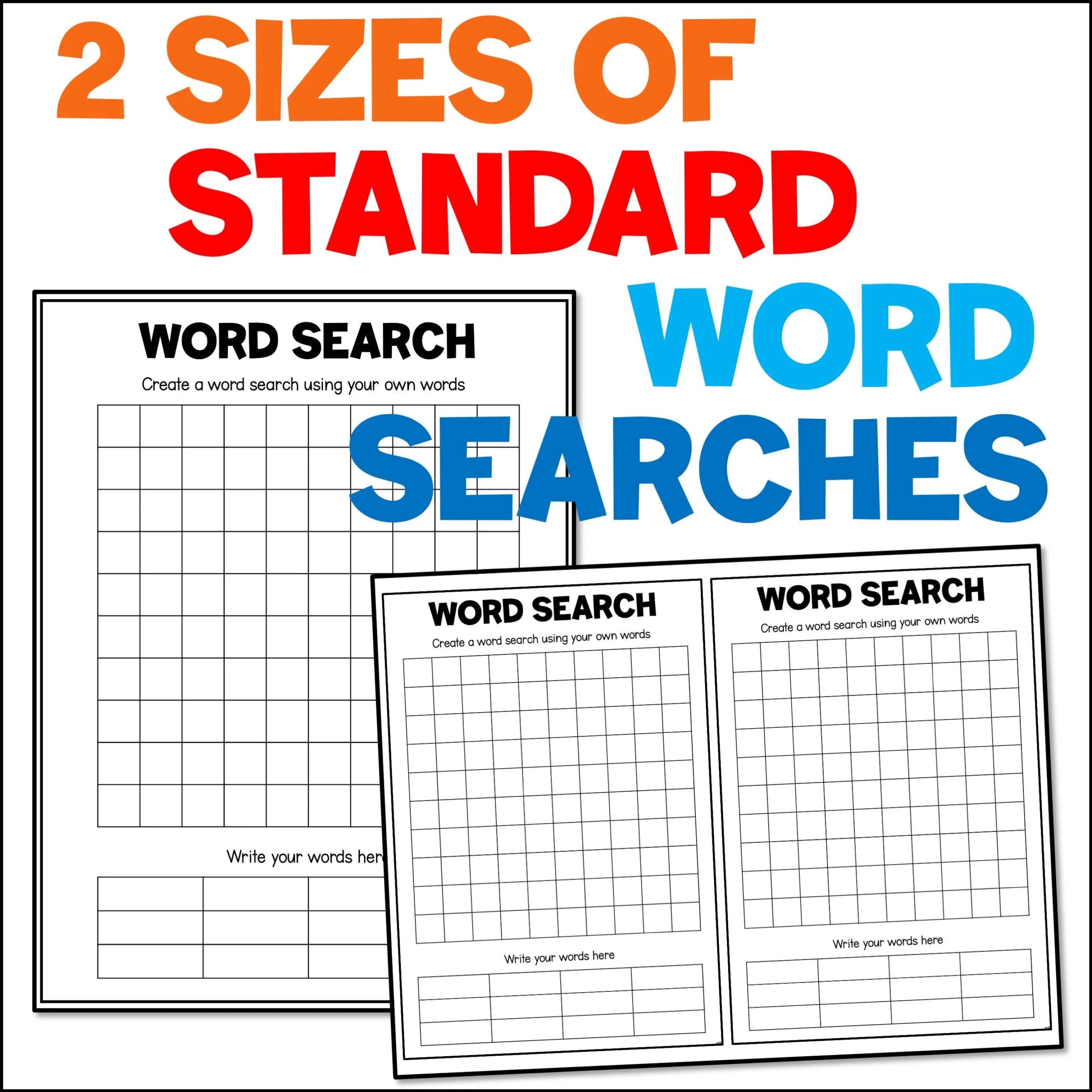 Blank Word Search Templates For Kids Printable PDF Blank Puzzle 