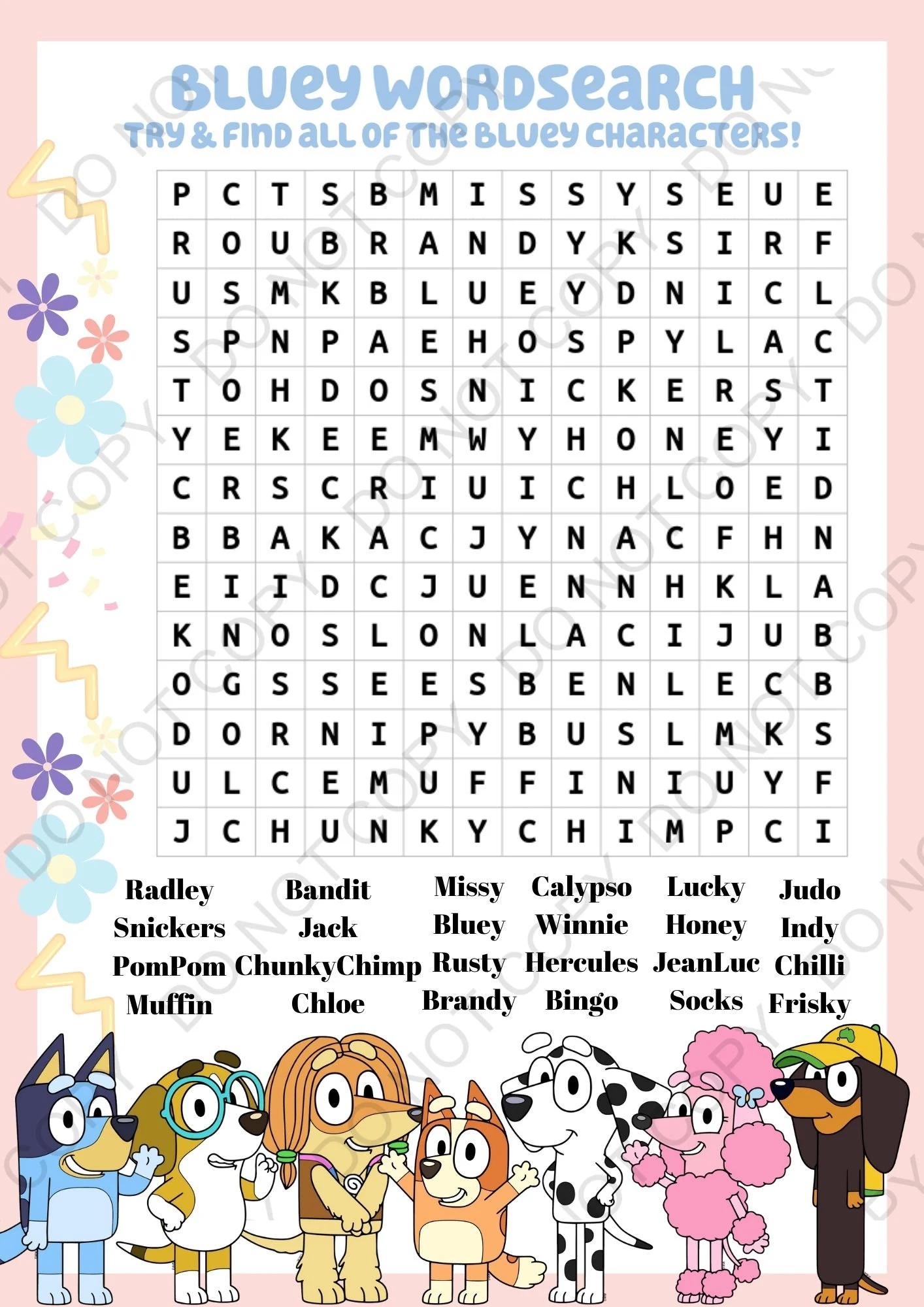 Bluey Wordsearch Digital File PDF Etsy UK