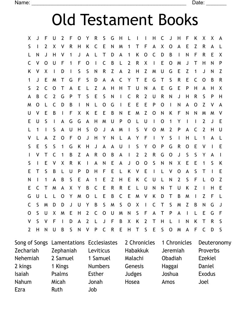 Books Of The Bible The Old Testament Word Search WordMint