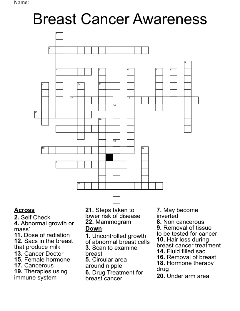 Breast Cancer Awareness Word Search WordMint