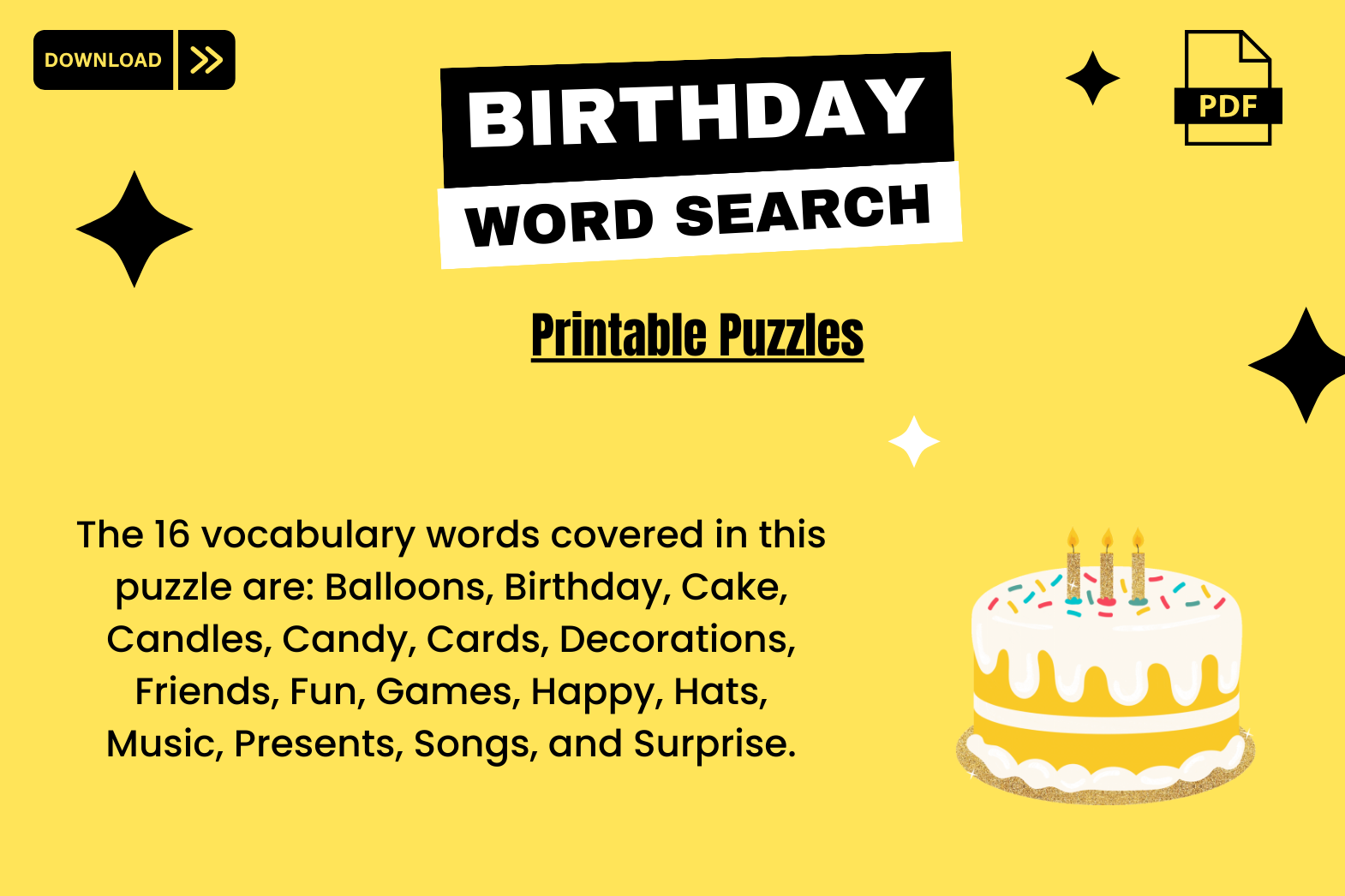 Buy High quality Stock Photo Graphics Fonts Design Templates Birthday Word Search Printable Puzzles