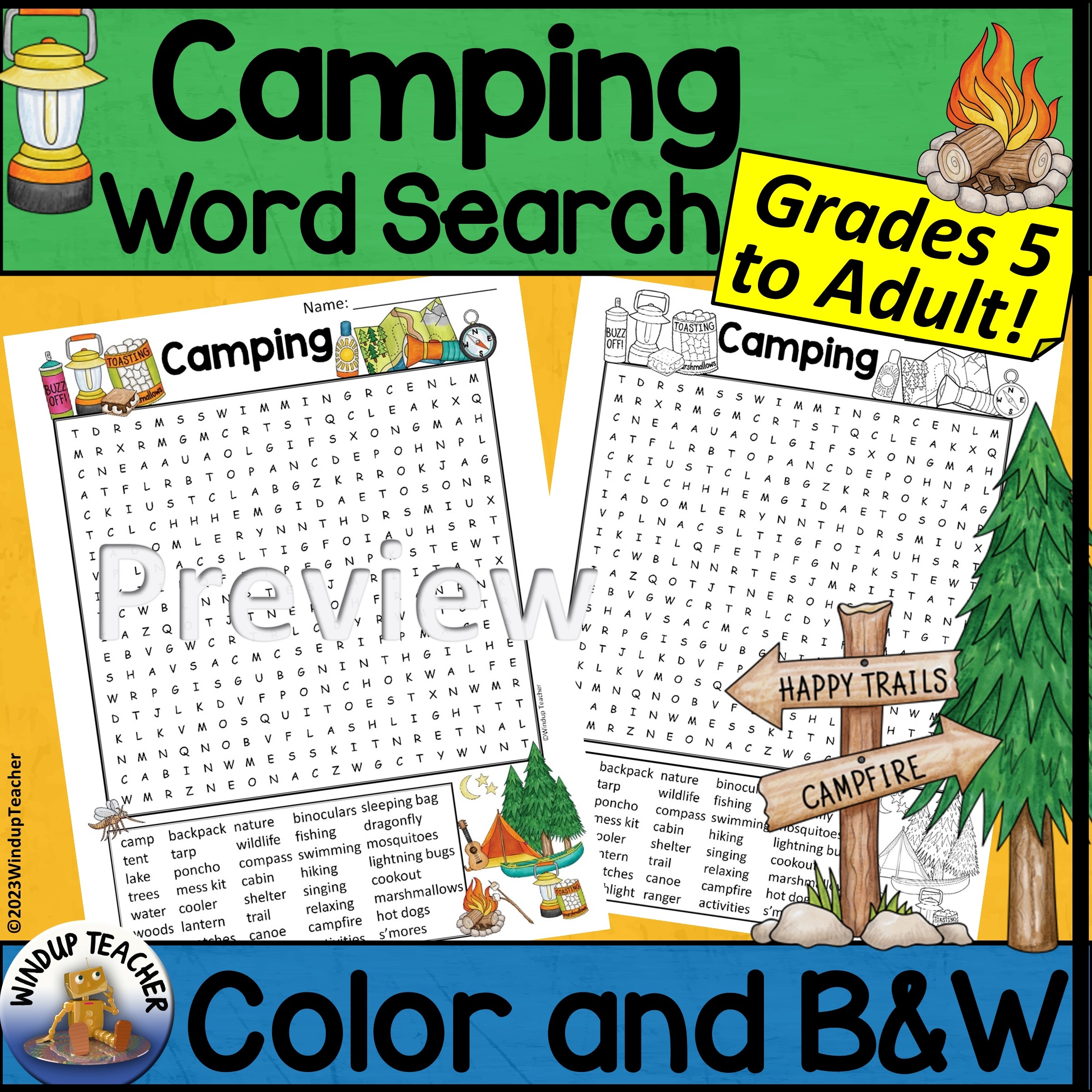 Camping Word Search Activity Printable Hard For Grades 5 To Adult Made By Teachers