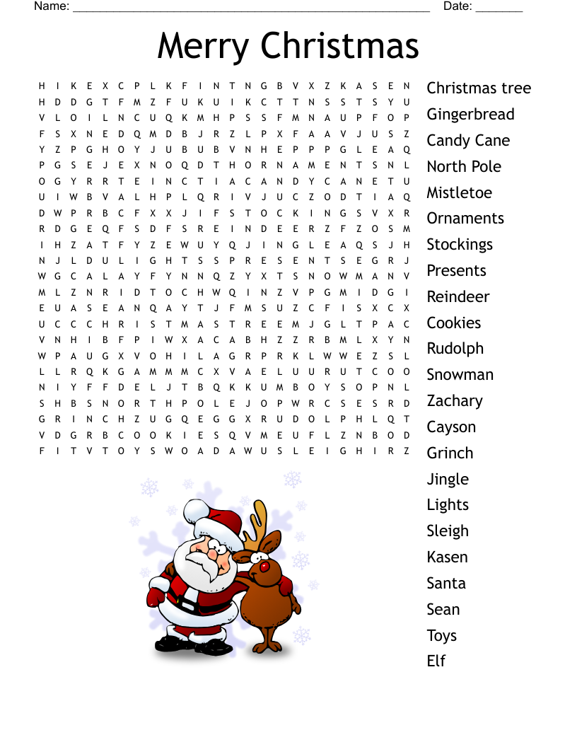 Candy Canes Word Search WordMint