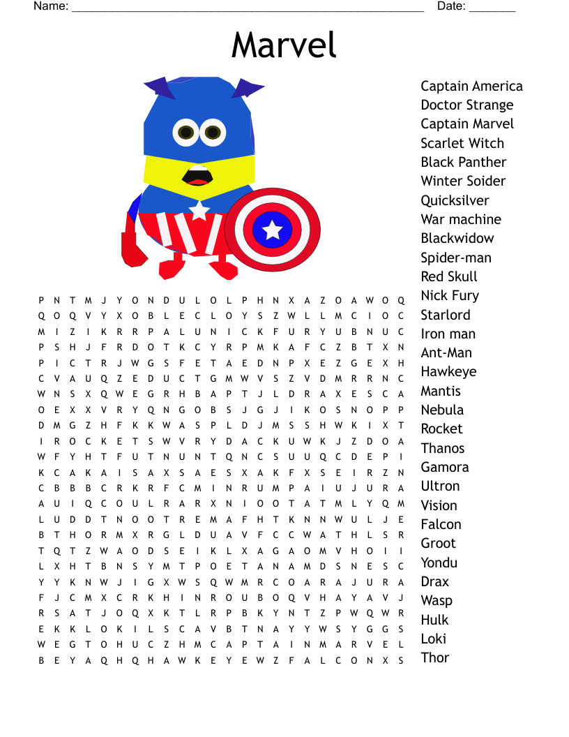 Captain Marvel Word Search