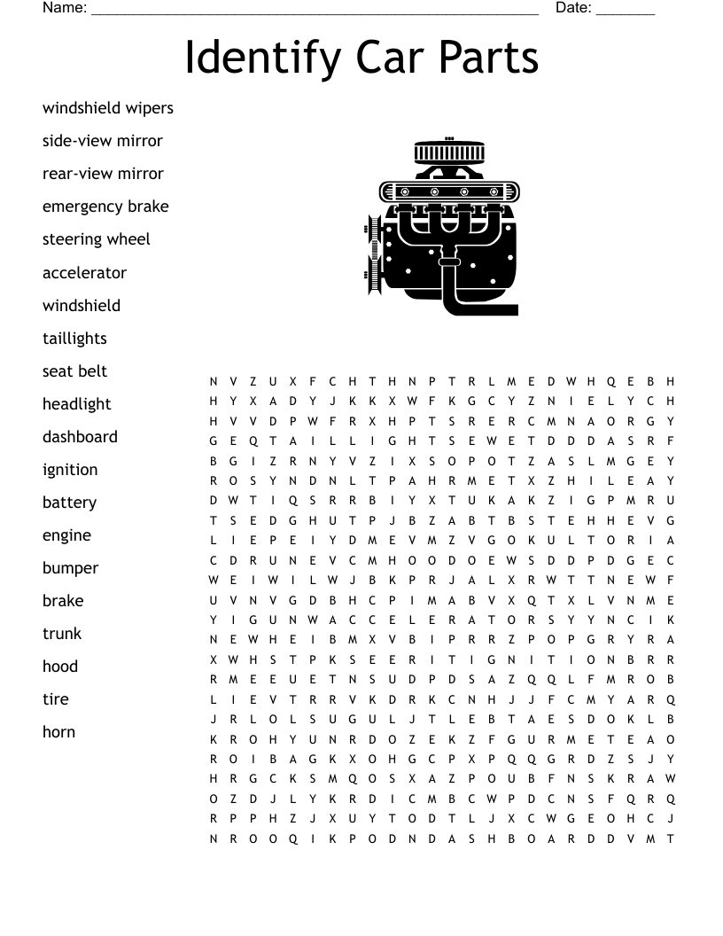 CAR PARTS Word Search WordMint CAR PARTS Word Search WordMint