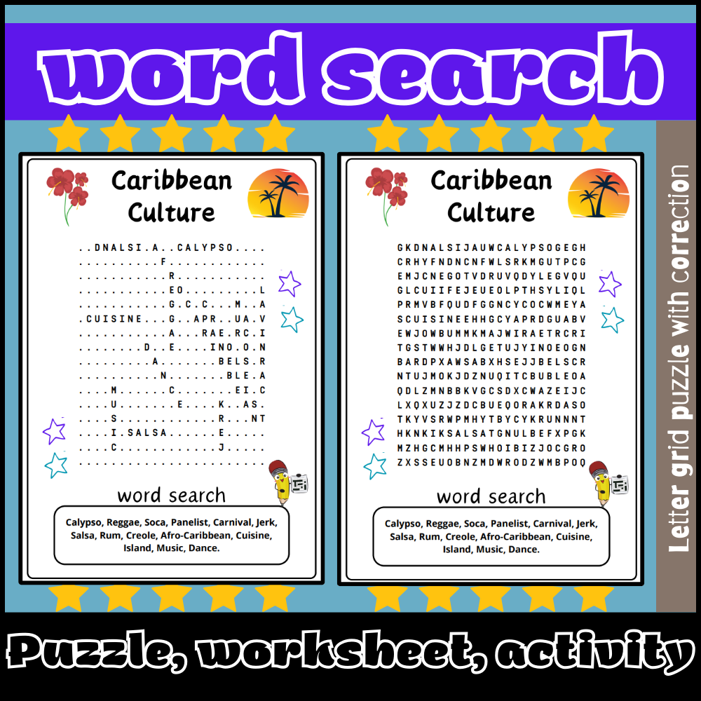 Caribbean Culture Word Search Puzzle Worksheet Activity Made By Teachers