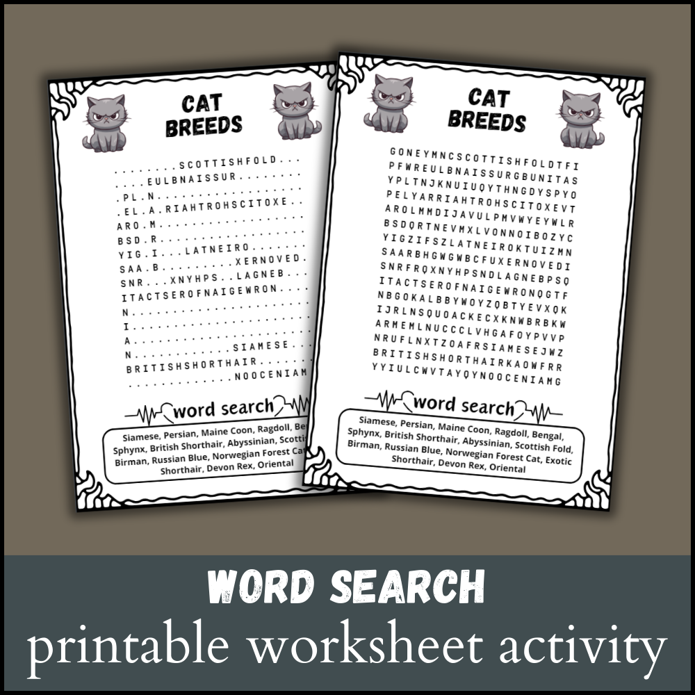 Cat Breeds Word Search Puzzle Worksheet Activity Wordsearch Made By Teachers Cat Breeds Word Search Puzzle Worksheet Activity Wordsearch Made By Teachers