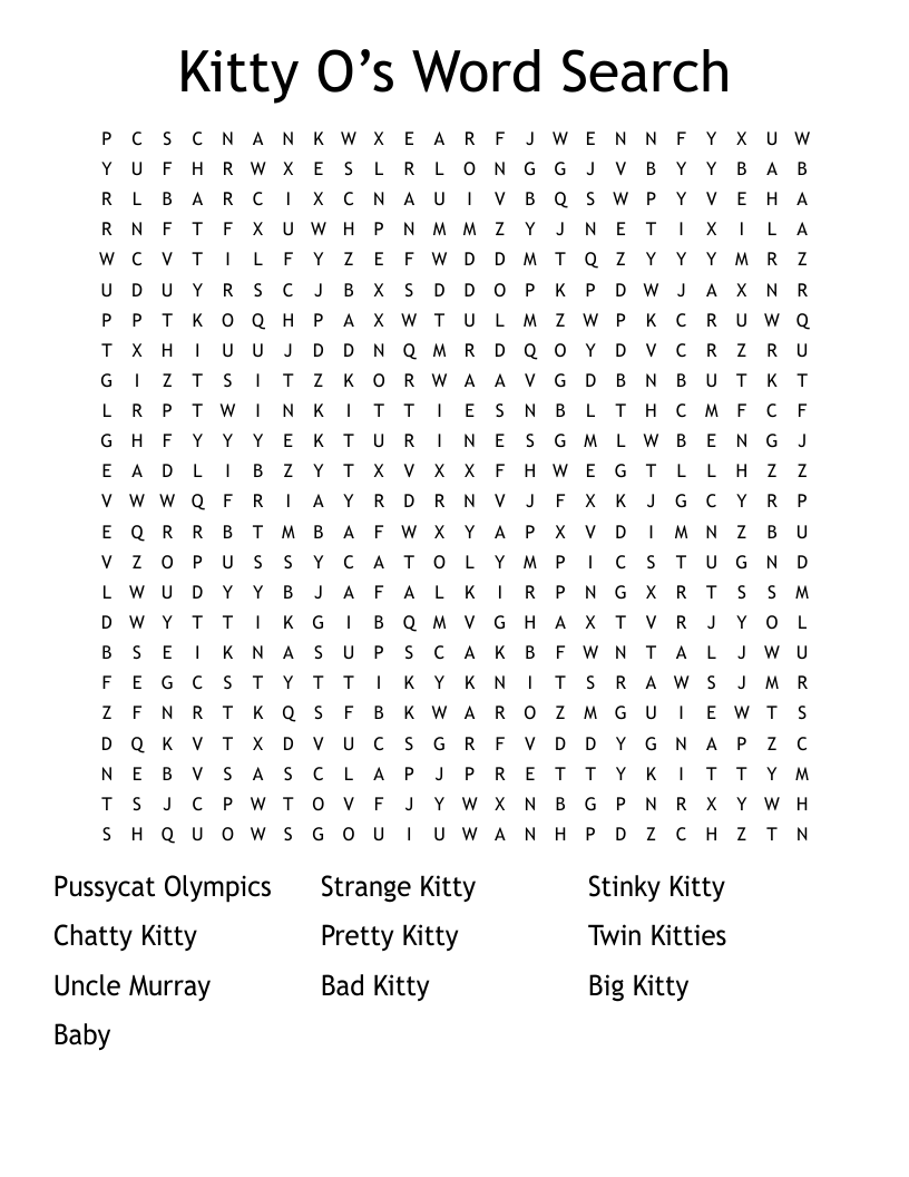 Cat Word Search Printable Free