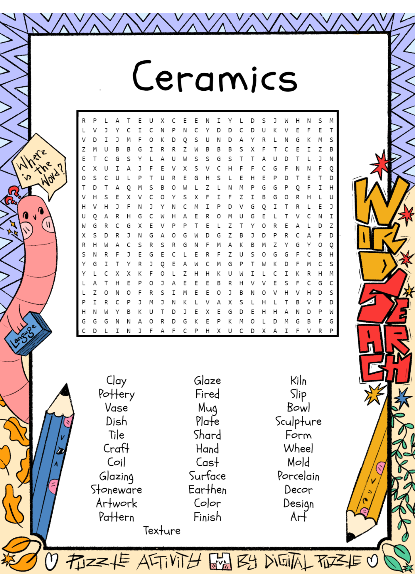 Ceramics Word Search Puzzle Worksheet Activity Made By Teachers