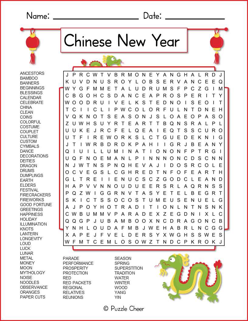 Chinese New Year Word Search For All Ages Puzzle Cheer
