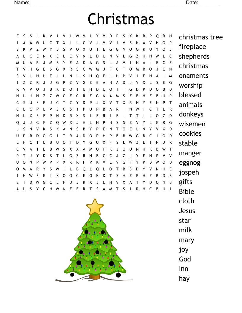 Christian Christmas Word Search WordMint