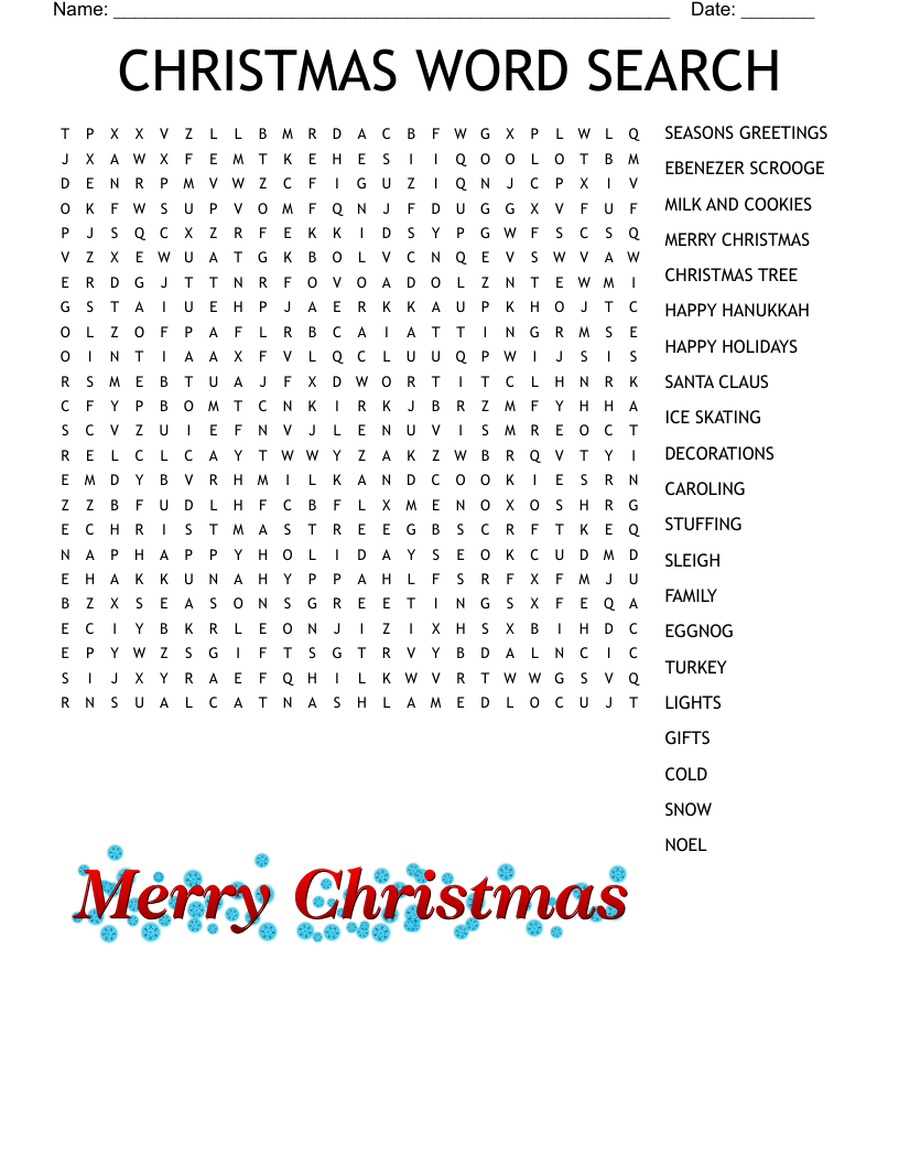 Christmas In July Word Search WordMint Christmas In July Word Search WordMint
