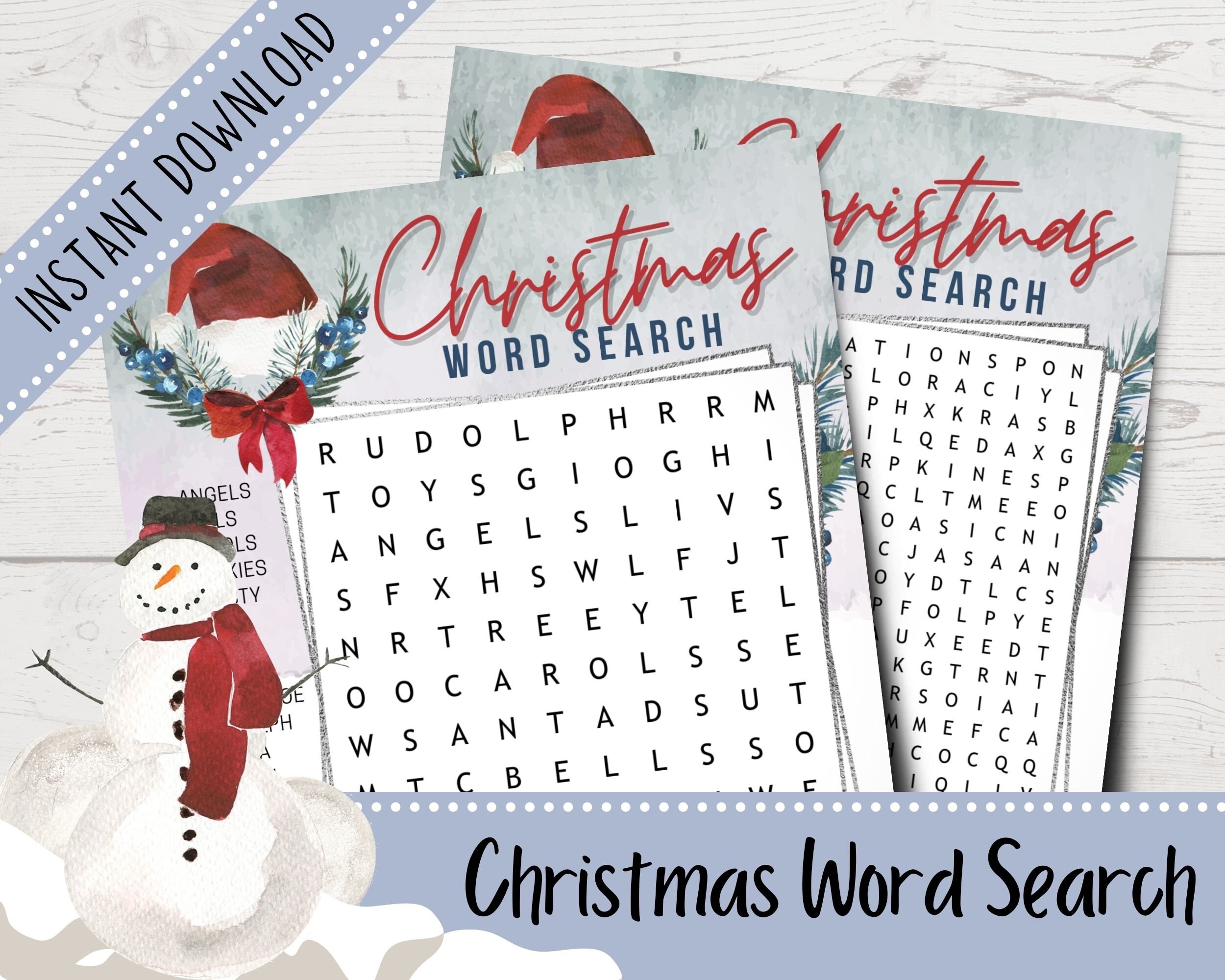 Christmas Word Search Bundle Christmas Puzzles Printable Winter Activities Christmas Word Games Printable Etsy