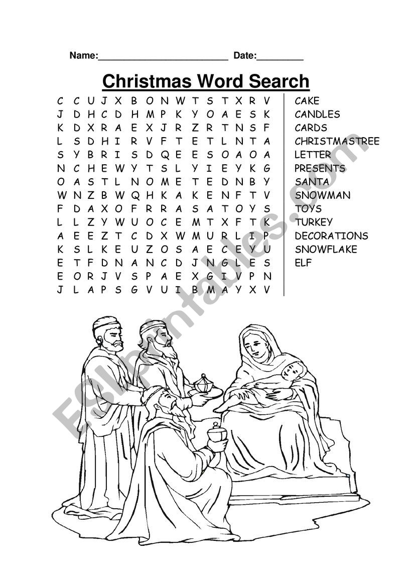 Christmas Word Search ESL Worksheet By Rubylovecharmy