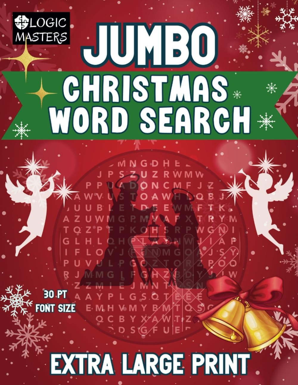 Christmas Word Search Jumbo Puzzles Book For Adults And Seniors Extra Large Print 30 Pt Font Size Masters Logic 9798867588144 Amazon Books