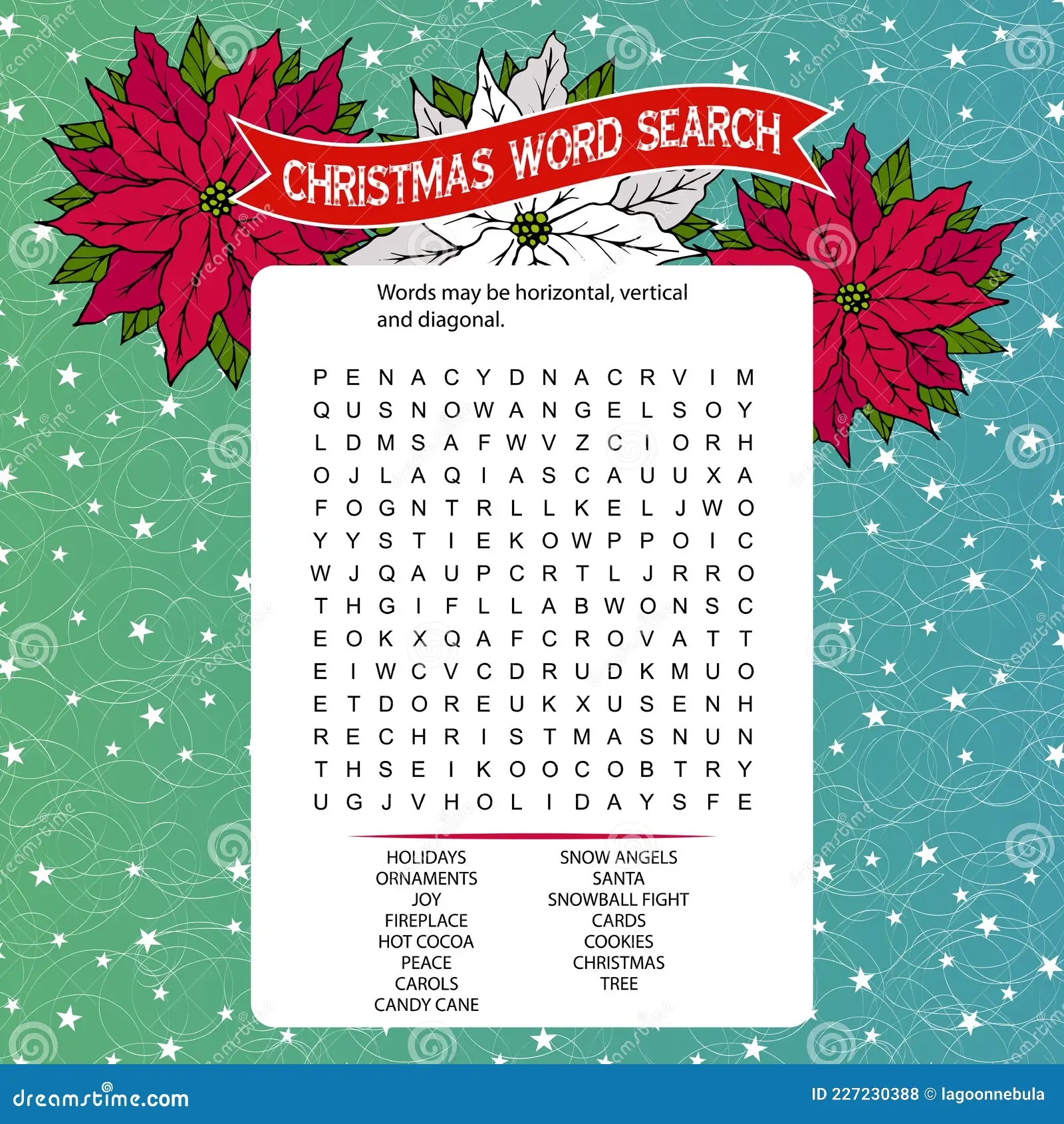 Christmas Word Search Puzzle Logic Game For Learning English Stock Illustration Illustration Of Hide Christmas 227230388