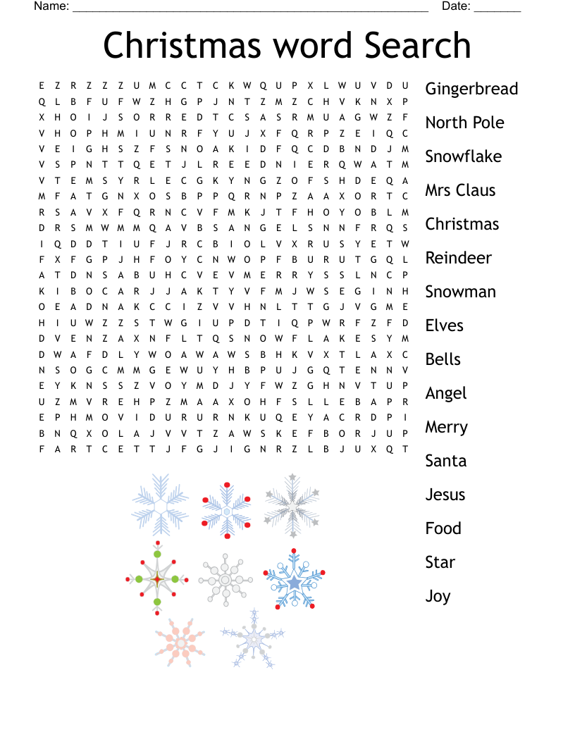 Christmas Wordsearch Printable