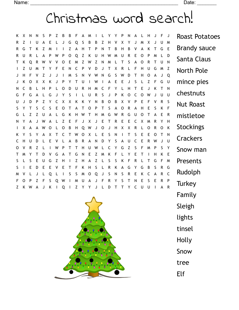 Christmas Word Search Printable Free Pdf