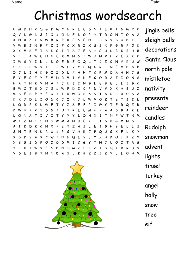 Christmas Word Search For Church