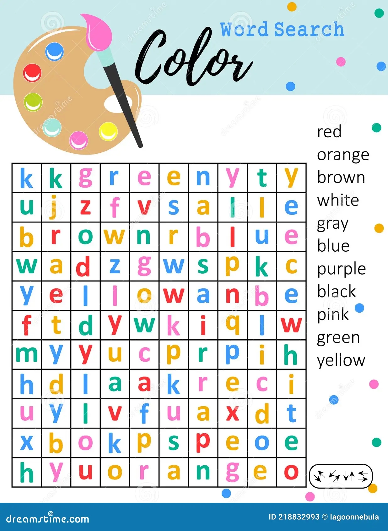 Color Word Search Puzzle Logic Game For Kids Colorful Printable Color Word Search Puzzle Logic Game For Kids Colorful Printable