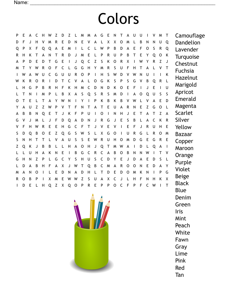 Colors Word Search WordMint Colors Word Search WordMint
