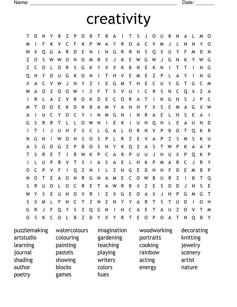 Creativity Word Search WordMint