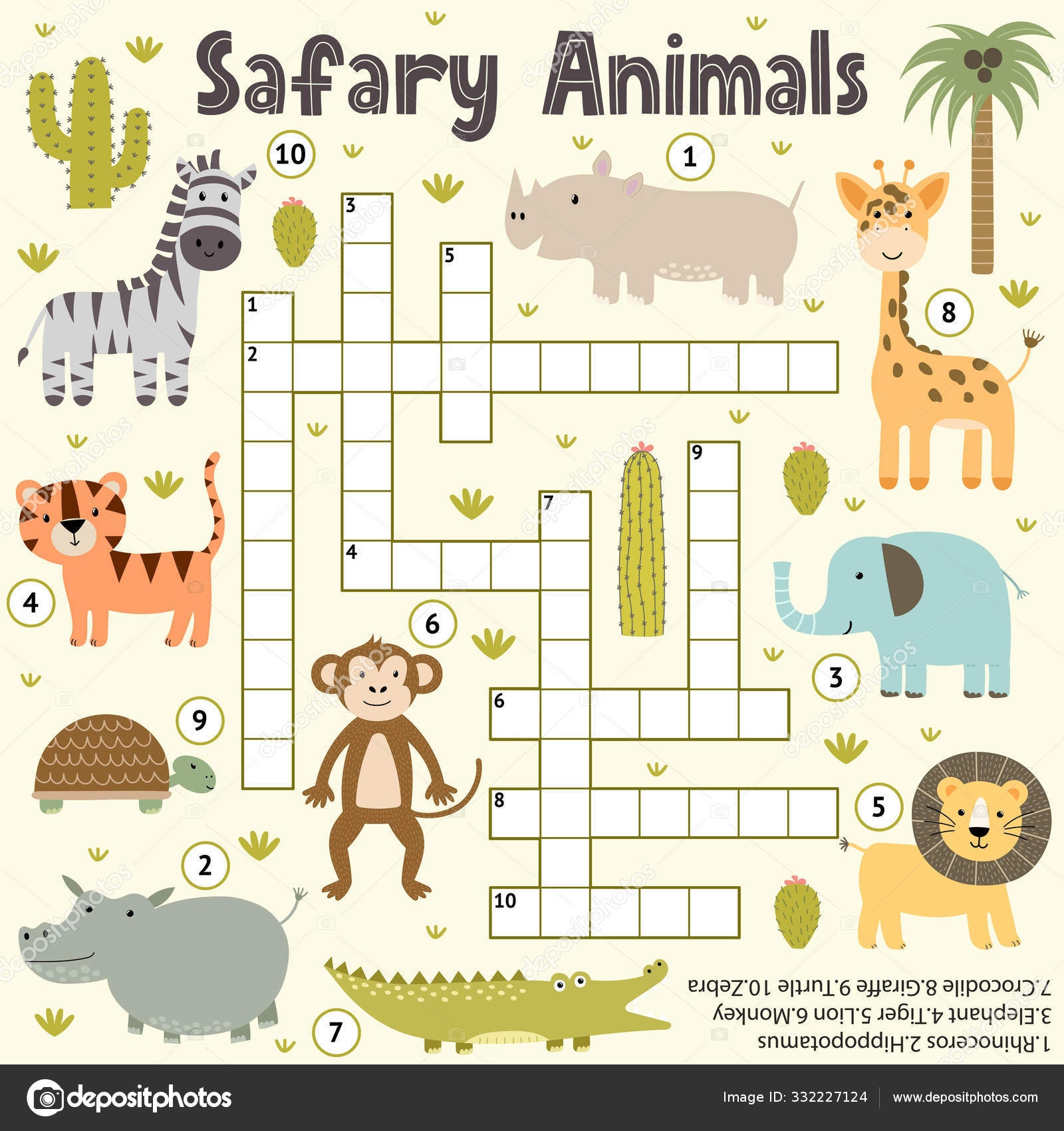 Crossword For Kids With Cute Safari Animals Word Search Puzzle Stock Vector By JuliyaS 332227124 Crossword For Kids With Cute Safari Animals Word Search Puzzle Stock Vector By JuliyaS 332227124