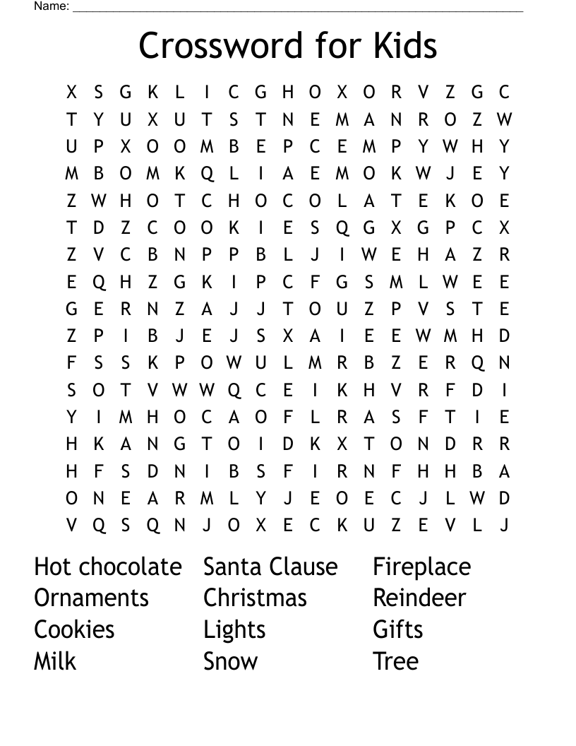 Crossword For Kids Word Search WordMint