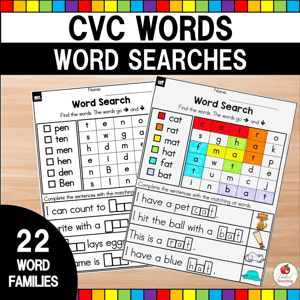 CVC Word Searches United Teaching