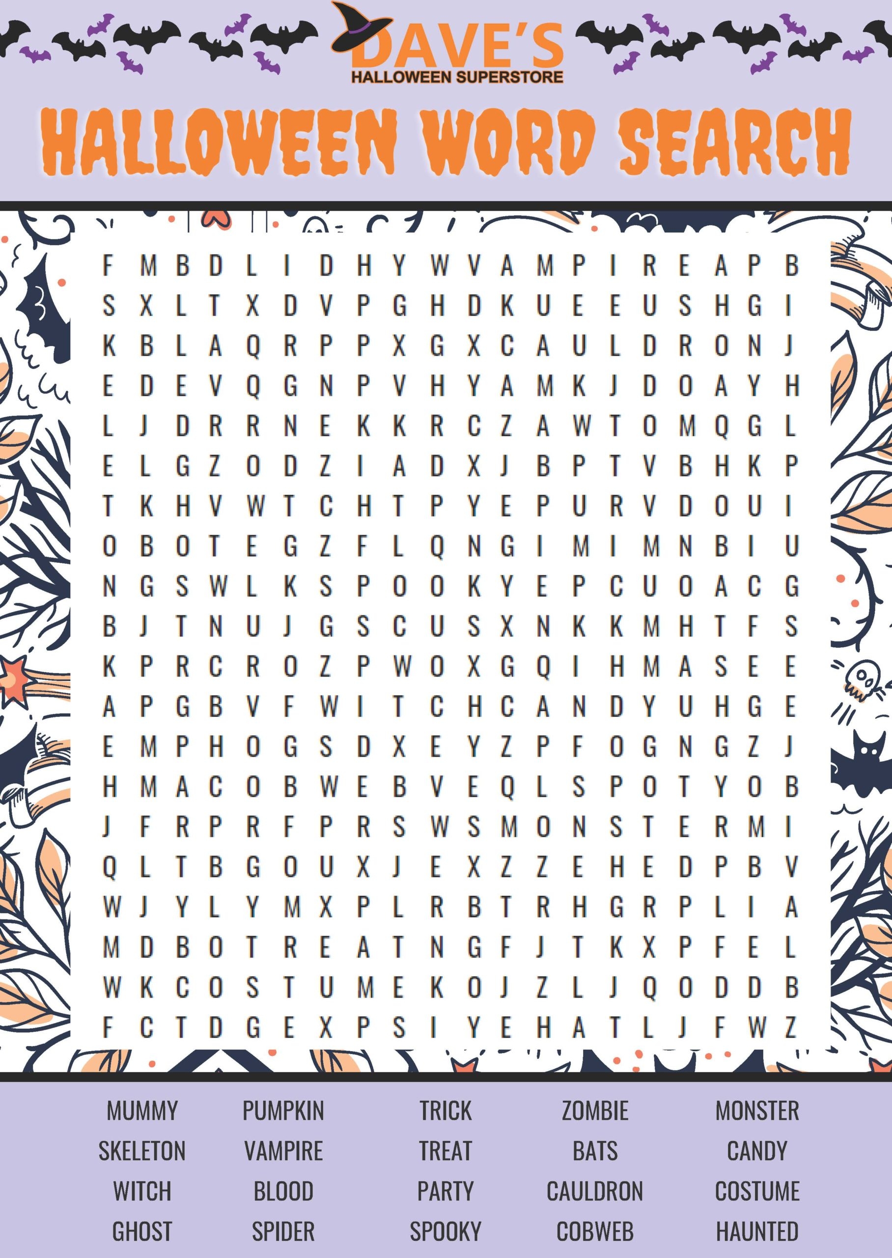 Daves Halloween Word Search 1 Dave s Christmas Wonderland