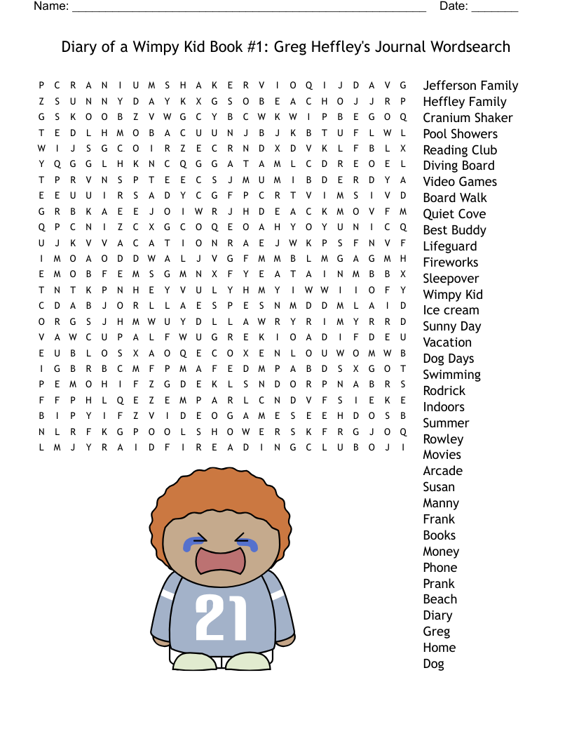 Diary Of A Wimpy Kid Book 1 Greg Heffley s Journal Wordsearch WordMint