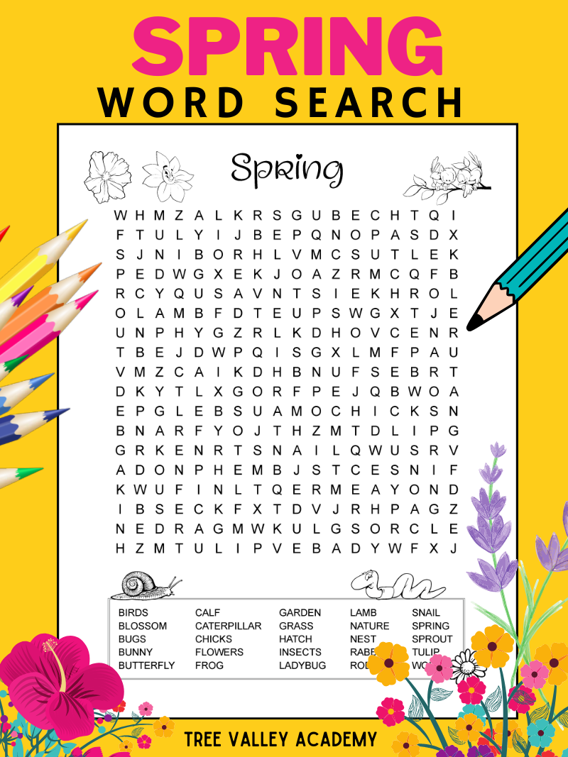 Spring Word Search Printable Adult