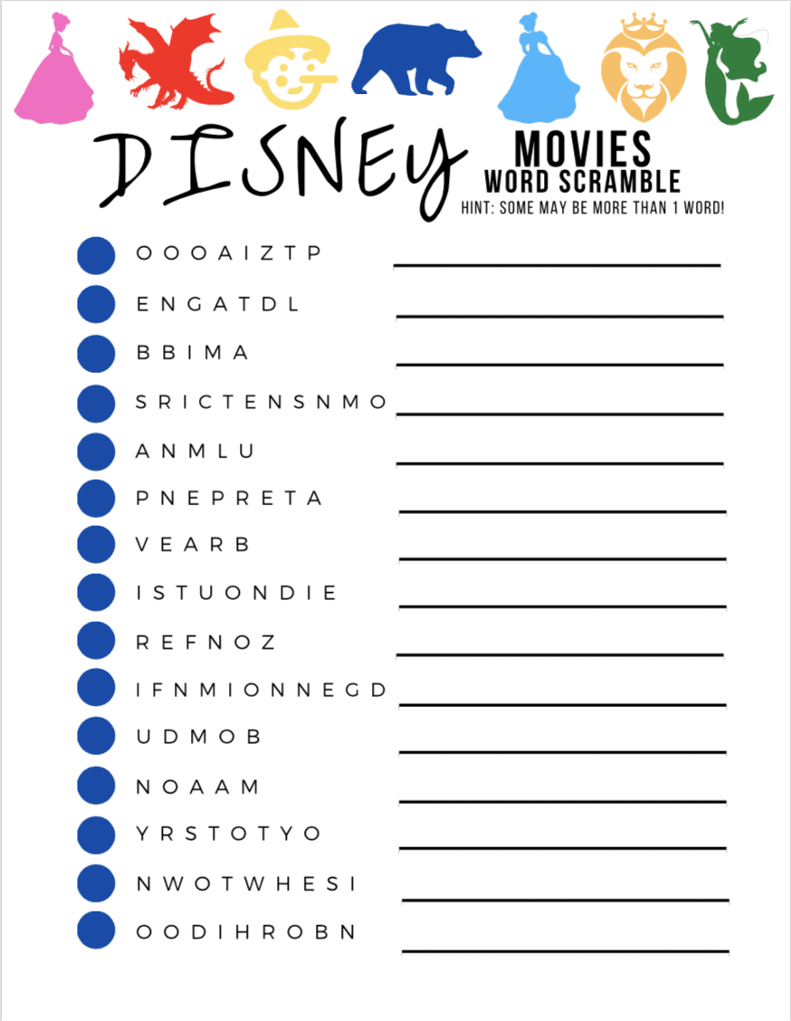 Disney Word Search Printable Free