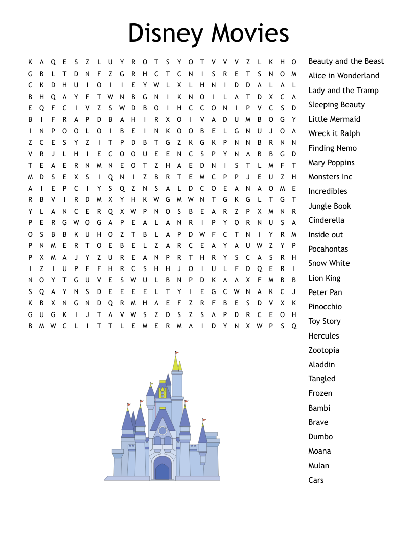 Disney Word Search WordMint