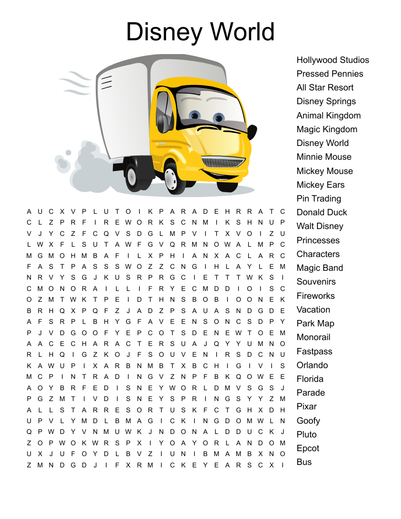 Free Printable Disney Word Searches